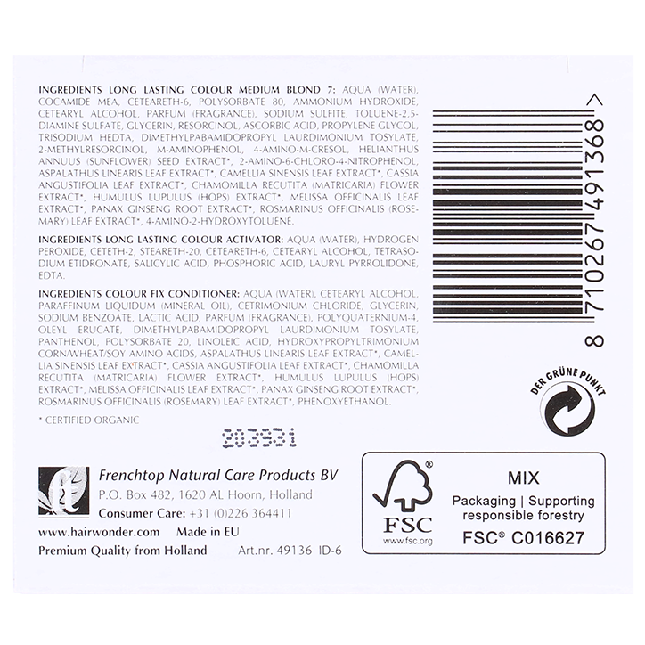 Hairwonder Long Lasting Colour 7 Medium Blond - 100ml image 2