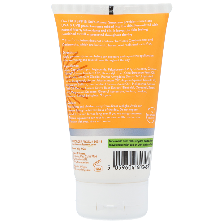 Holland & Barrett 100% Mineral Sunscreen SPF15 - 150ml image 2