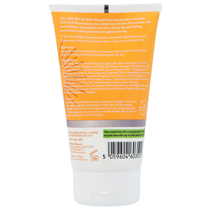 Holland & Barrett 100% Mineral Sunscreen SPF50 - 150ml image 2