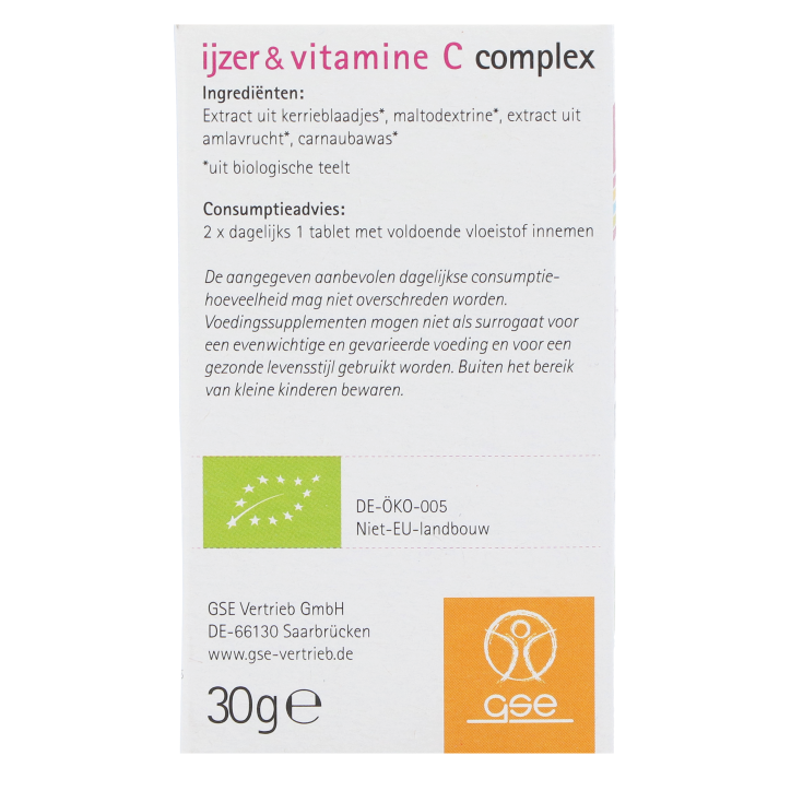 GSE phyto vitamines fer & vitamine C Complexe 30gr - 60 tabletten image 3