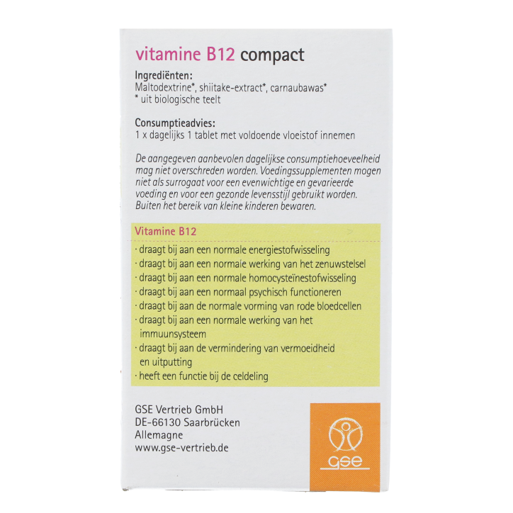 GSE Vitamine B12 Compact (120 tabletten) image 3