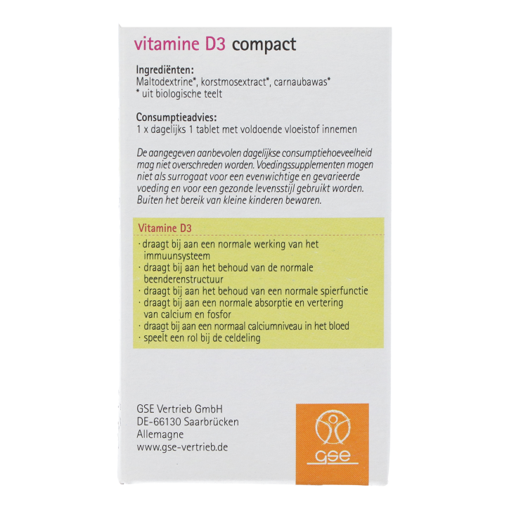 GSE Vitamine D3 Compact (60 comprimés) image 3