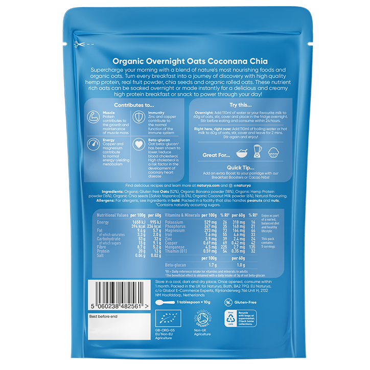 Naturya Organic Overnight Oats Coconana Chia - 300g image 2