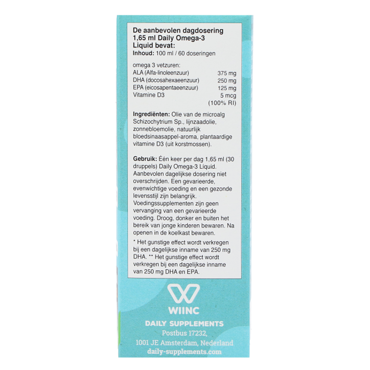 Daily Supplements Vegan Omega-3 DHA EPA vloeibaar (100ml) image 3
