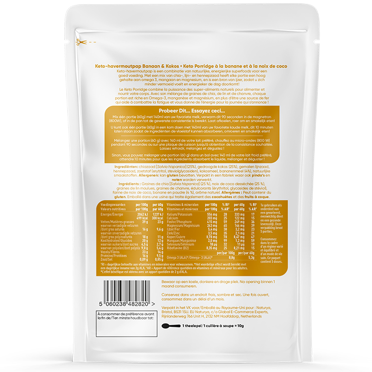 Naturya Keto Porridge Banana Coconut - 300g image 2