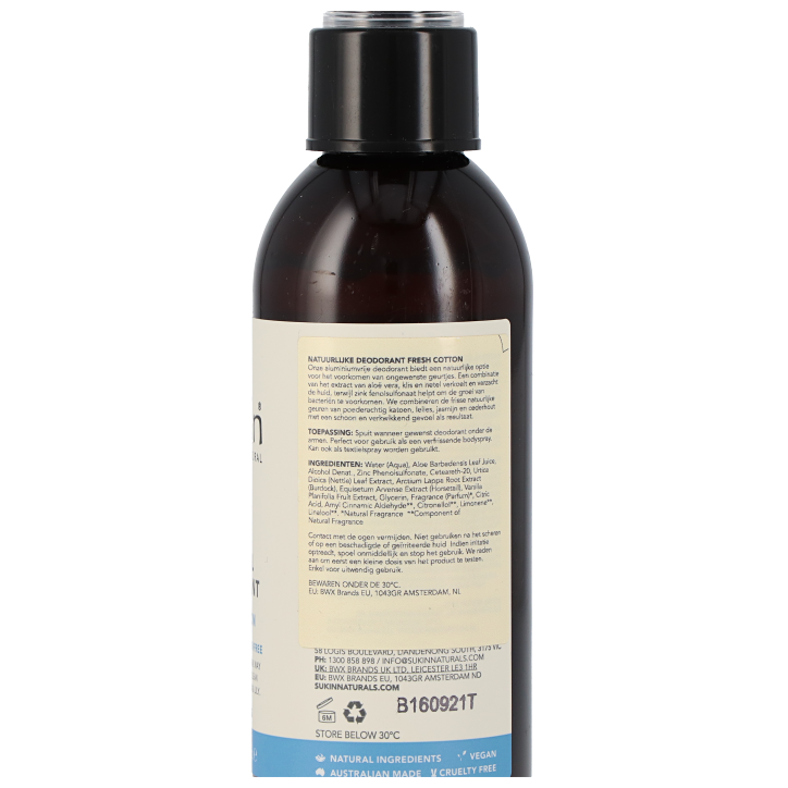 Sukin Natural Deodorant Fresh Cotton - 125ml image 2