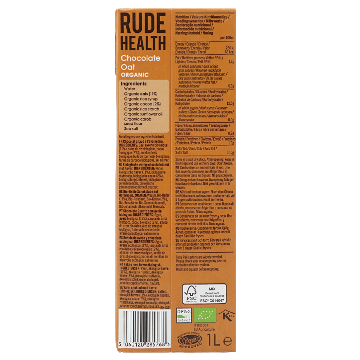 Rude Health Chocolate Oat drink - 1 L image 2
