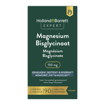 Holland & Barrett 1+1 Expert Magnesium Bisglycinaat 150mg - 90 tabletten - 90 stuks