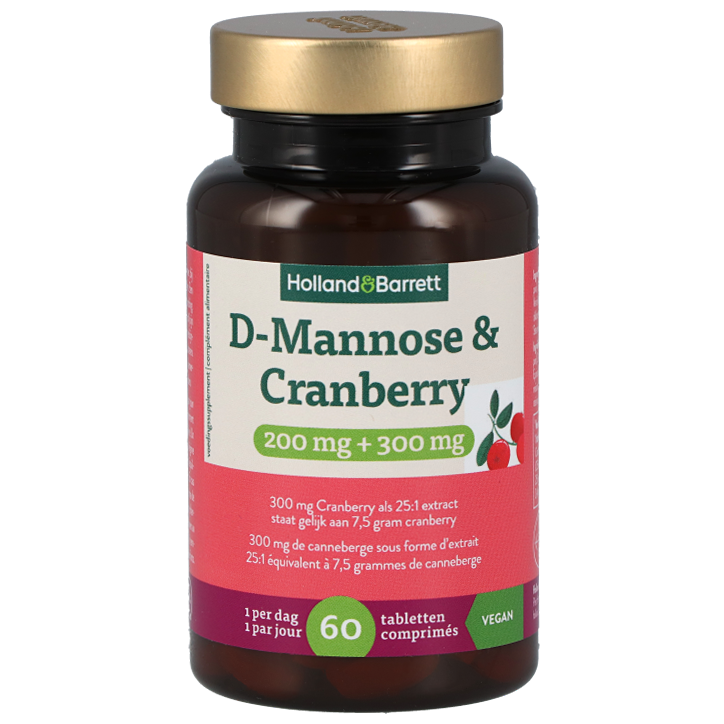 Holland & Barrett D-Mannose & Cranberry 200mg + 300mg - 60 tabletten-1