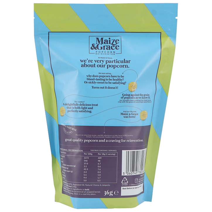 Maize & Grace Popcorn Cheese & Jalapeño - 36g image 2