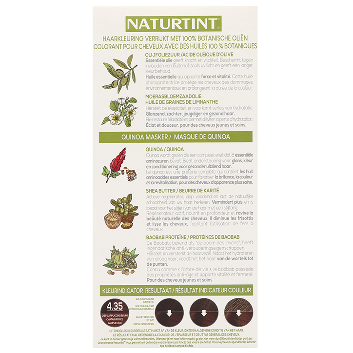 Naturtint Permanente Haarverf 4.35 Diep Cappuccino Bruin - 170ml image 2
