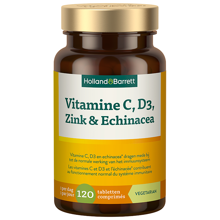 Holland & Barrett Vitamine C, D3, Zink & Echinacea - 120 tabletten image 1