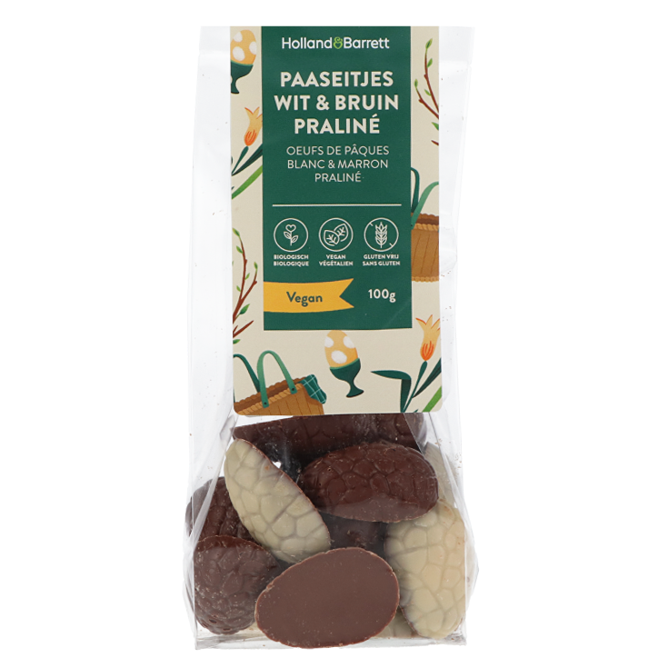 Holland & Barrett Vegan Paaseitjes Wit & Bruin Praliné Bio - 100g image 1