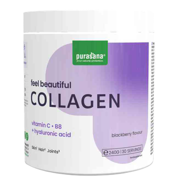 Purasana Feel Beautiful Collageen + Hyaluron, Vitamine C & B8 Braambes - 240g