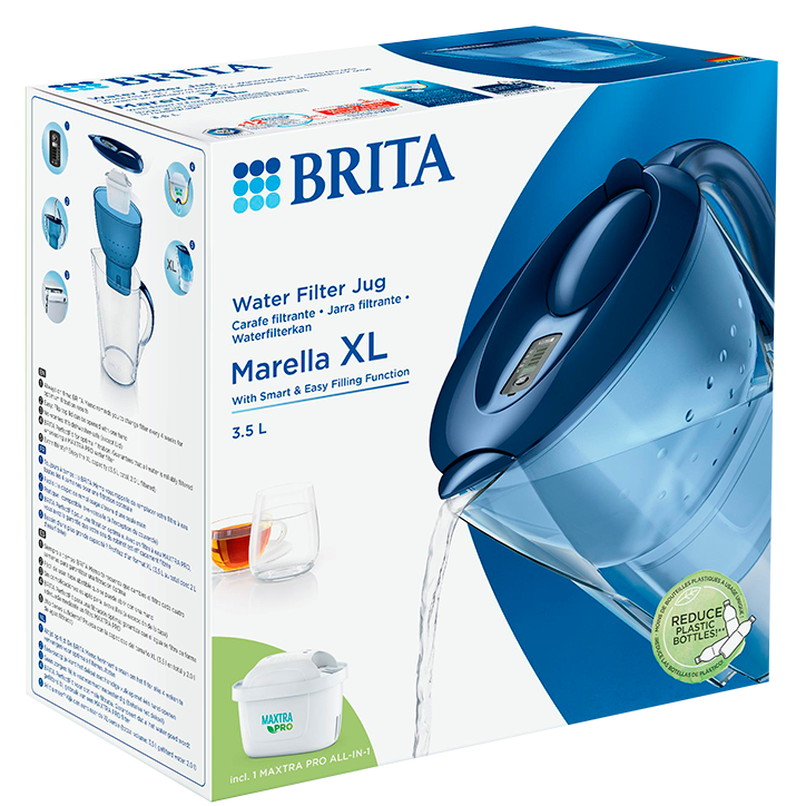 Brita Carafe Filtrante 'Marella' Bleue + 1 filtre MaxtraPro - 3.5l