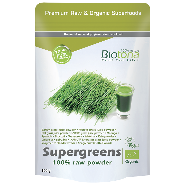 Biotona 100% Raw Supergreens Poeder Bio - 150g image 1