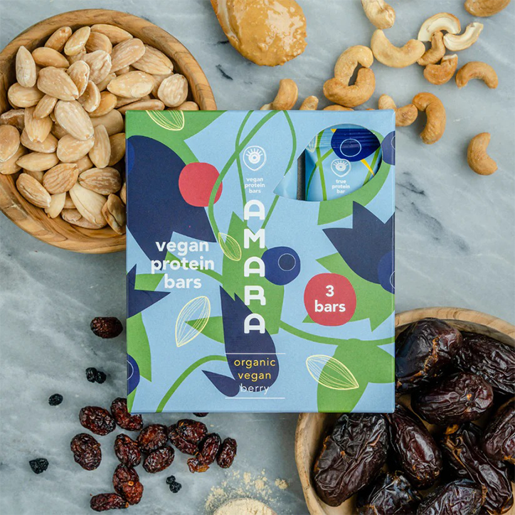 Amara Vegan Protein Bars Berry Bio - 3 x 40g image 4
