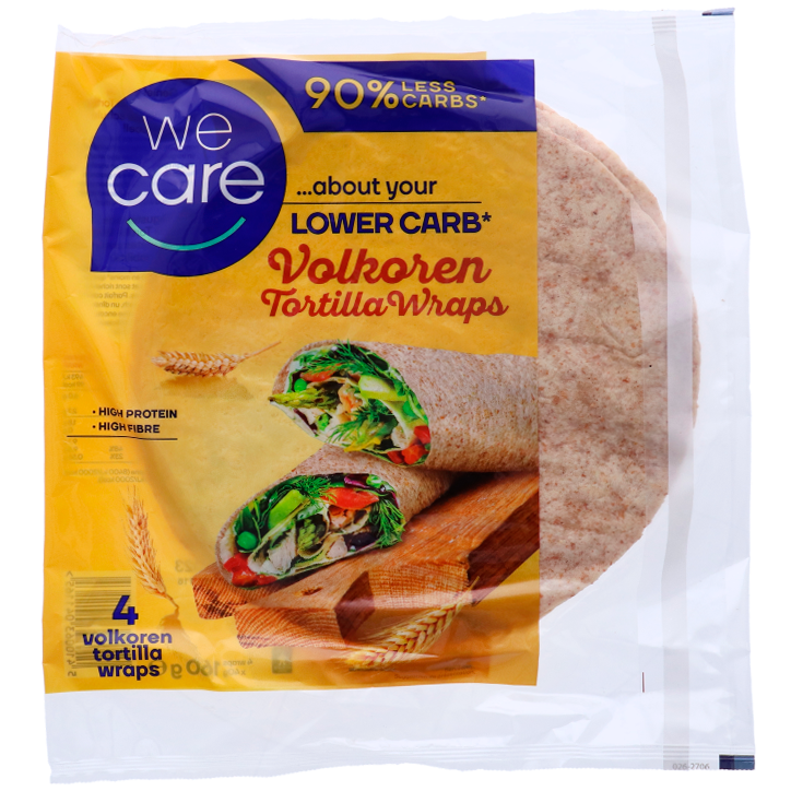 WeCare Lower Carb Volkoren Tortilla Wraps - 4 x 40g-1