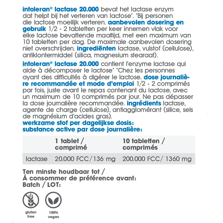 Intoleran Lactase 20.000 - 50 breektabletten image 3