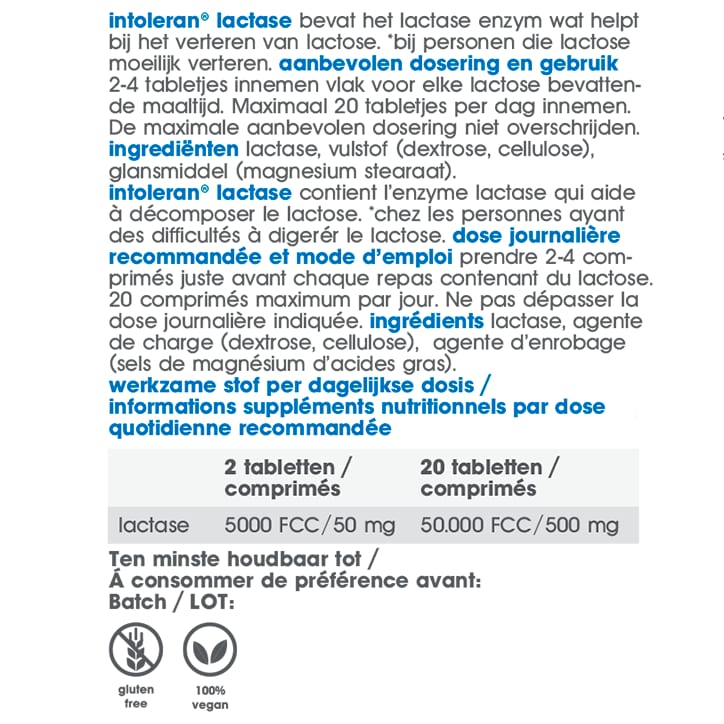 Intoleran Lactase 2500 - 100 tabletten image 3