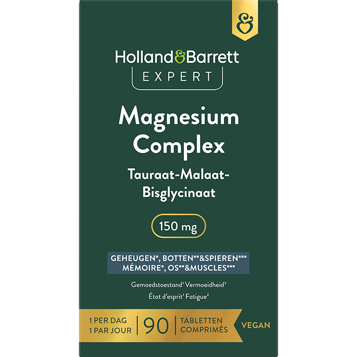 Holland & Barrett Expert Magnesium Complex Tauraat-Malaat-Bisglycinaat 150mg - 90 tabletten-1