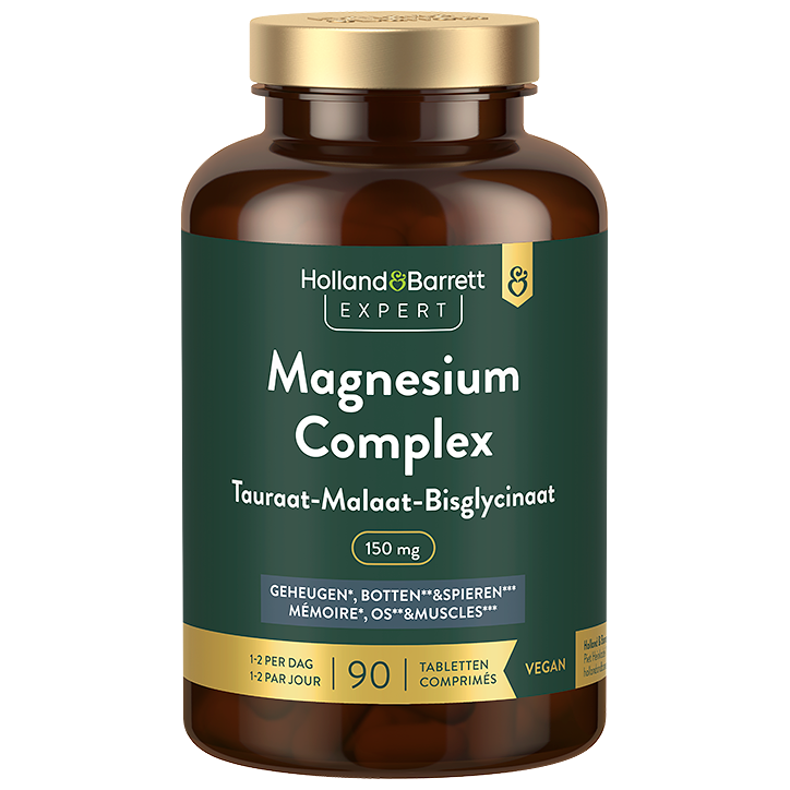 Holland & Barrett Expert Magnesium Complex Tauraat-Malaat-Bisglycinaat 150mg - 90 tabletten image 2