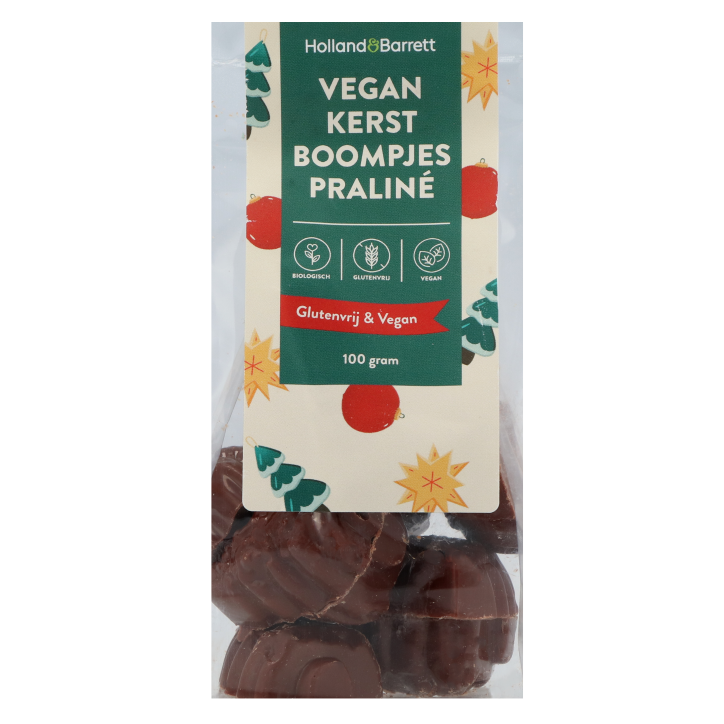 Holland & Barrett Vegan Chocolade Kerstboompjes Praline Bio - 100g image 1
