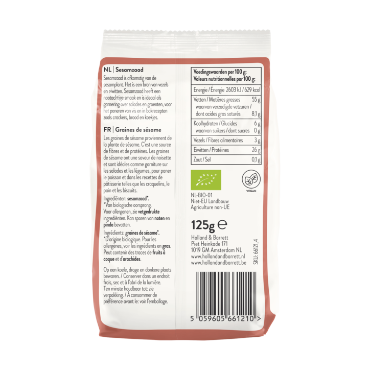 Holland & Barrett Sesamzaad Bio - 125g image 2