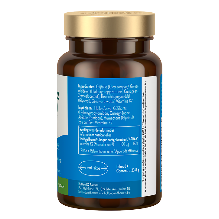 Holland & Barrett Vitamine K2 (Menachinon-7) In Olijfolie 100mcg - 60 softgels image 2