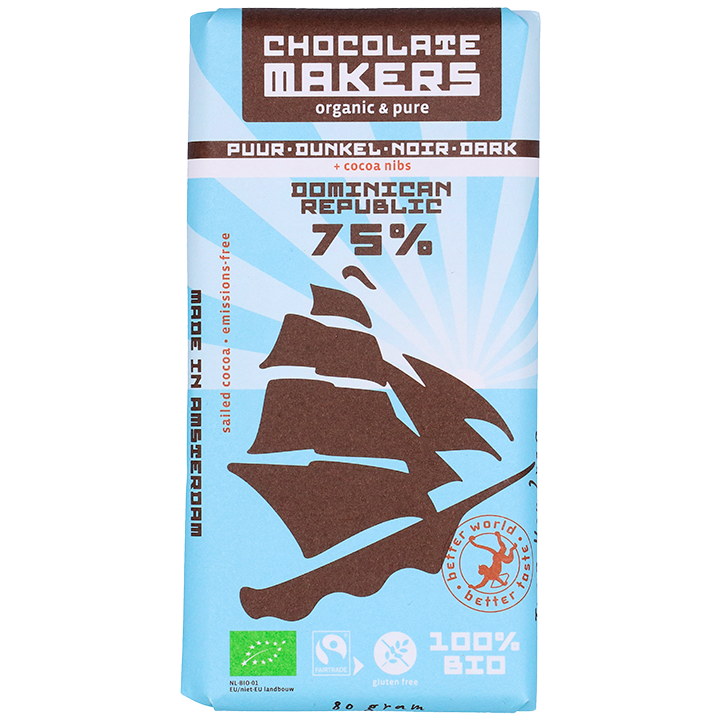 Chocolatemakers Tres Hombres Puur + Cacaonibs 75% - 80g-1
