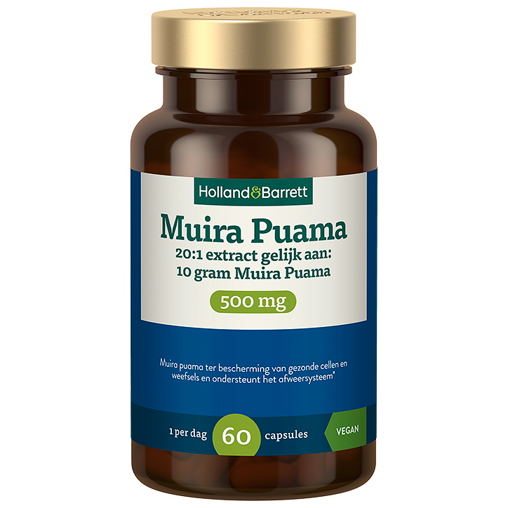Holland & Barrett Muira Puama 500mg 20:1 Extract Gelijk Aan 10 Gram Muira Puama - 60 capsules image 1