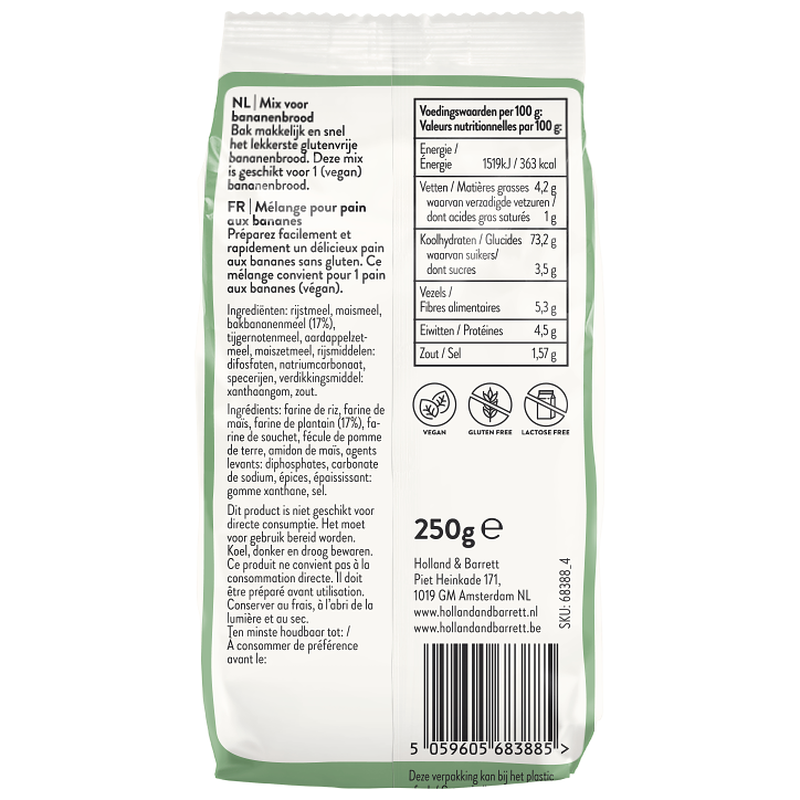 Holland & Barrett Glutenvrije Bananenbroodmix - 250g image 2