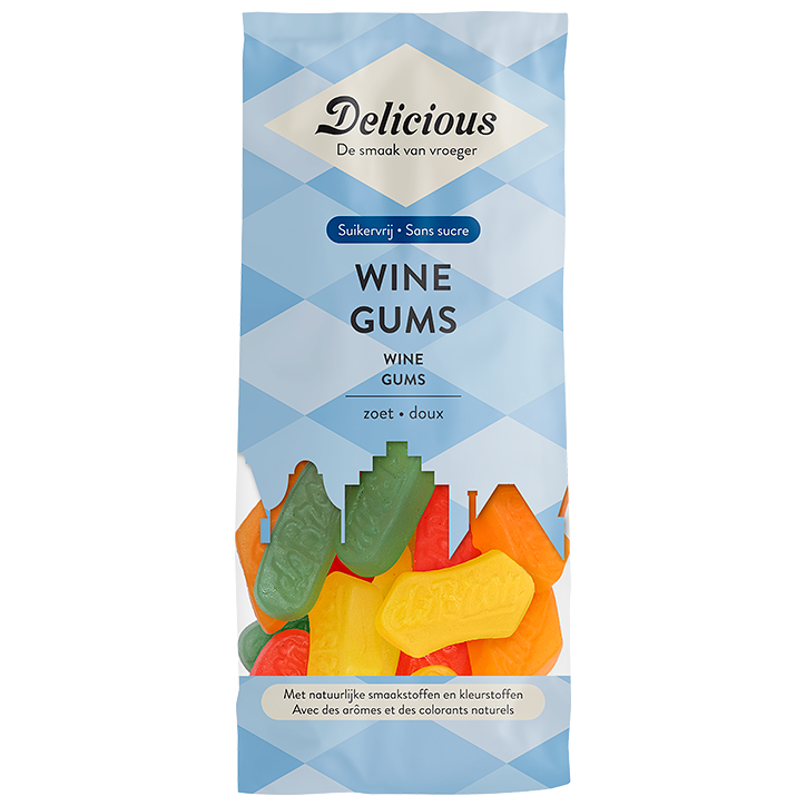 Delicious Suikervrije Wine Gums - 130g image 1