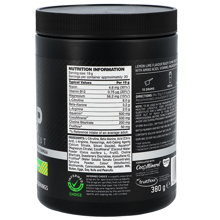 Optimum Nutrition Platinum Pump Pré-Entraînement Citron Vert - 380g image 2