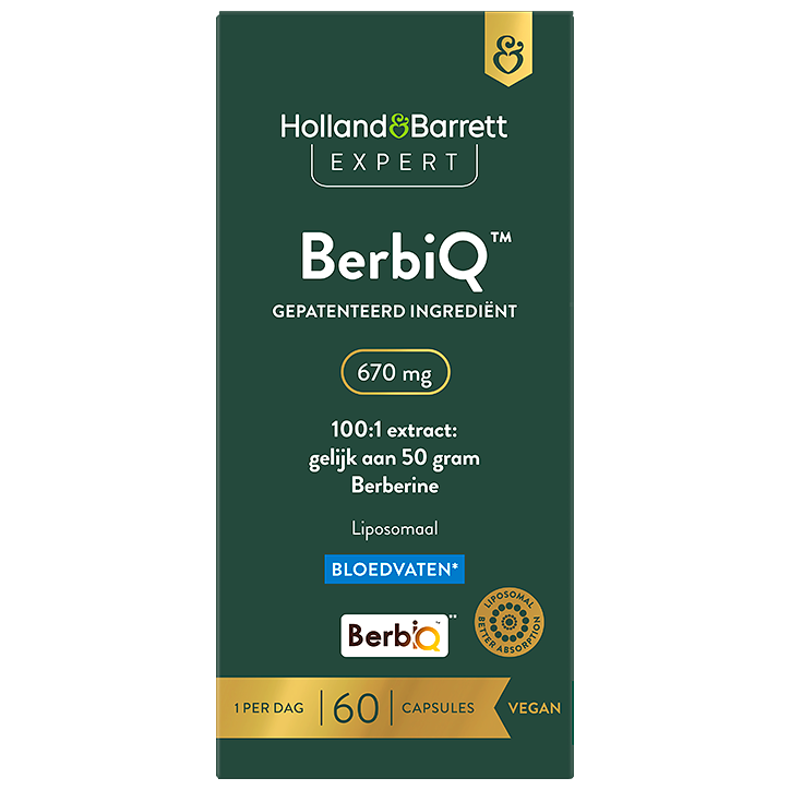 Holland & Barrett BerbiQ 670mg 100:1 Extract: Gelijk Aan 50 Gram Berberine Liposomaal - 60 capsules image 1