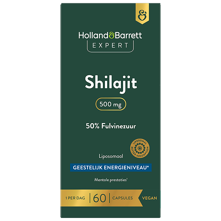 Holland & Barrett Expert Shilajit 500mg 50% Fulvinezuur Liposomaal - 60 capsules image 1