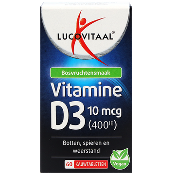 Lucovitaal 1+1 Vegan Vitamine D3 10mcg – 60 kauwtabletten - 60 stuks