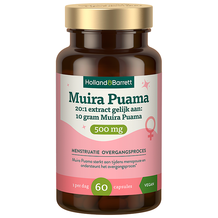 Holland & Barrett Muira Puama 500mg 20:1 Extract Gelijk Aan 10 Gram Muira Puama - 60 capsules-1