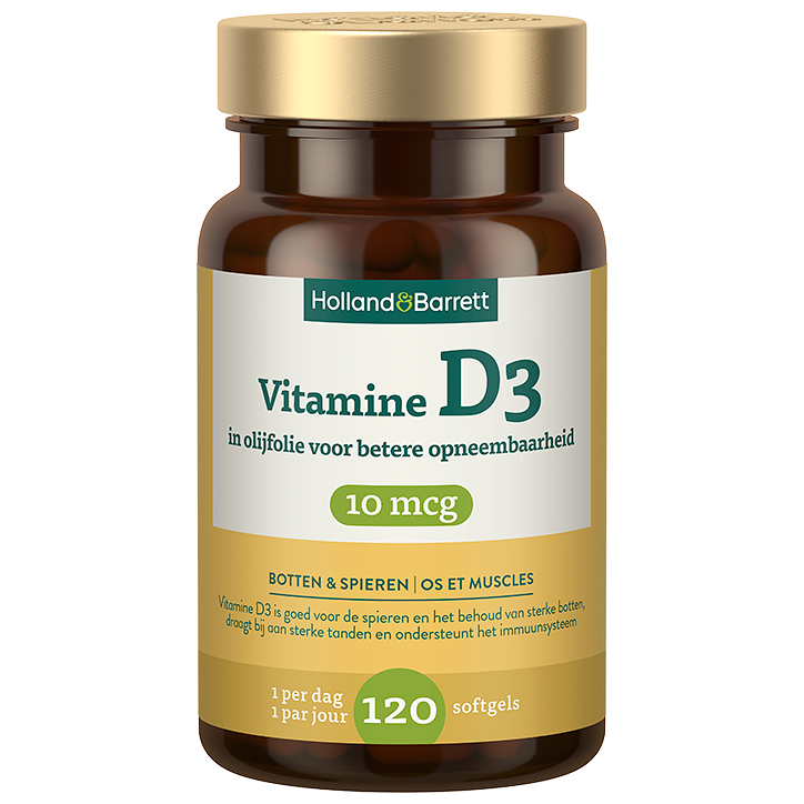 Holland & Barrett Vitamine D3 In Olijfolie 10mcg - 120 softgels image 1