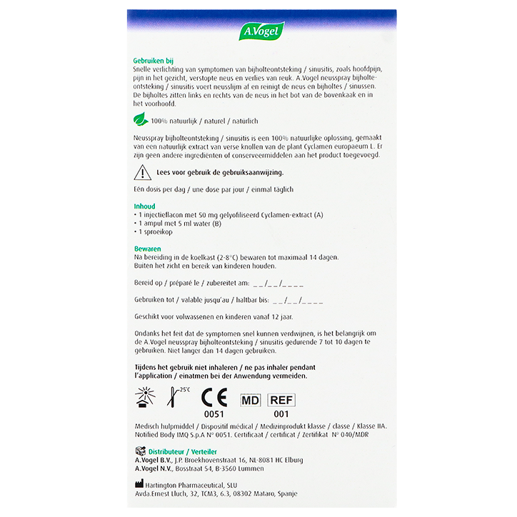 A. Vogel Neusspray Bijholteontsteking Sinusitis - 50mg image 3