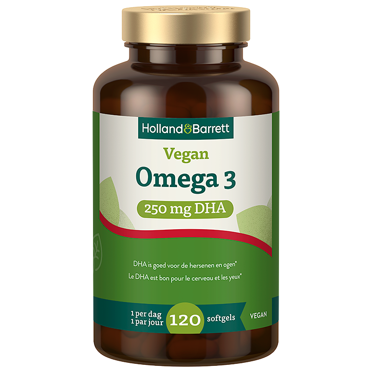 Holland & Barrett Oméga 3 Vegan 250 mg DHA - 120 softgels image 1