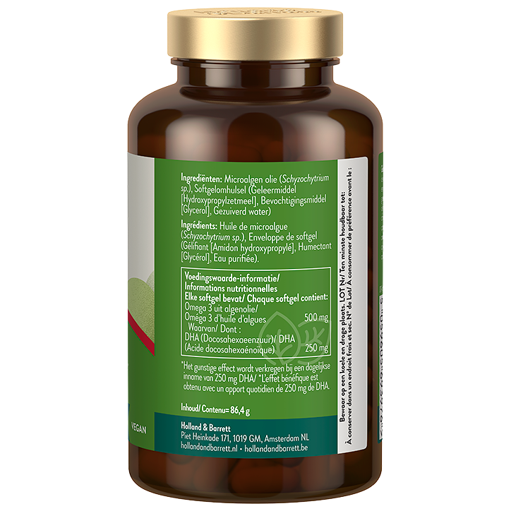 Holland & Barrett Oméga 3 Vegan 250 mg DHA - 120 softgels image 2