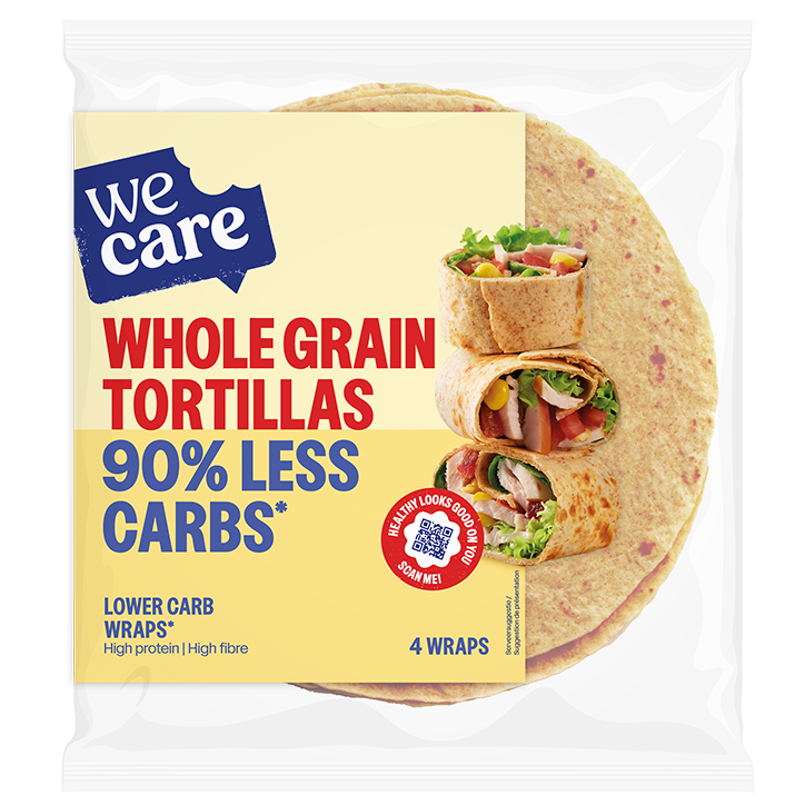 WeCare Lower Carb Volkoren Tortilla Wraps - 4 x 40g image 1