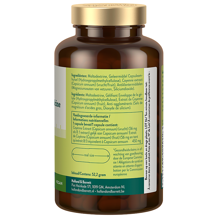 Holland & Barrett Cayenne Bevat Van Nature Capsaïcine 450mg - 90 capsules image 2