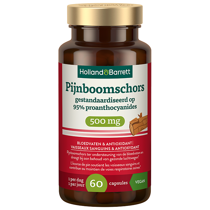 Holland & Barrett Pijnboomschors 500mg Gestandaardiseerd Op 95% Proanthocyanides - 60 capsules image 1