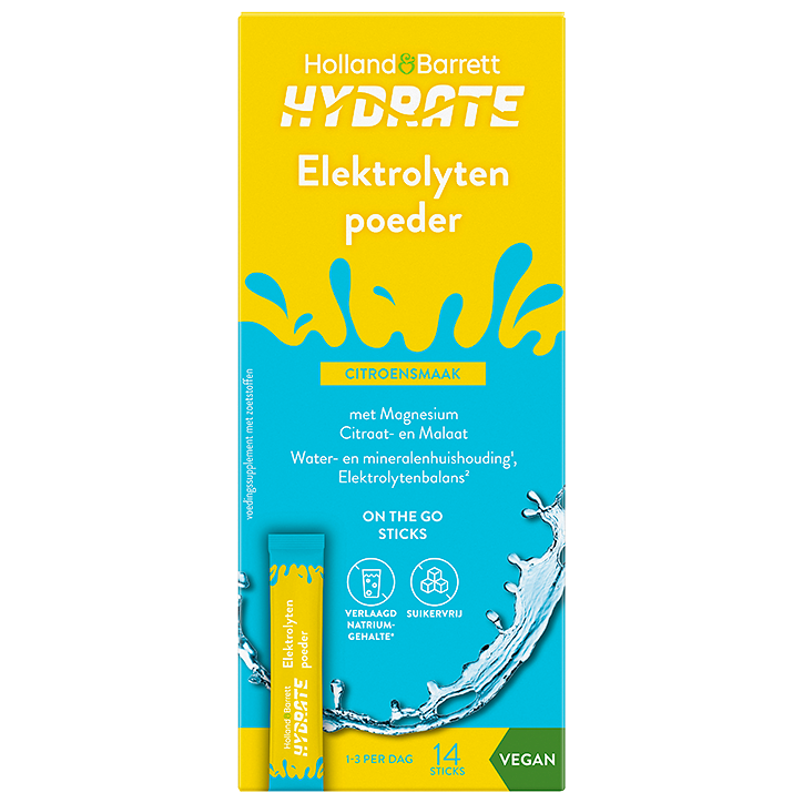 Holland & Barrett Hydrate Elektrolytenpoeder Citroensmaak - 14 sticks image 1