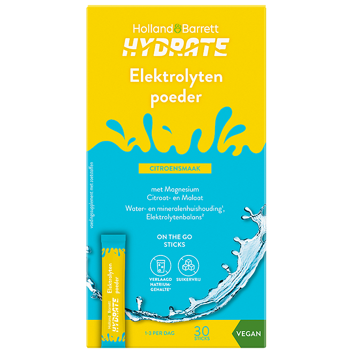 Holland & Barrett Hydrate Elektrolytenpoeder Citroensmaak - 30 sticks image 1