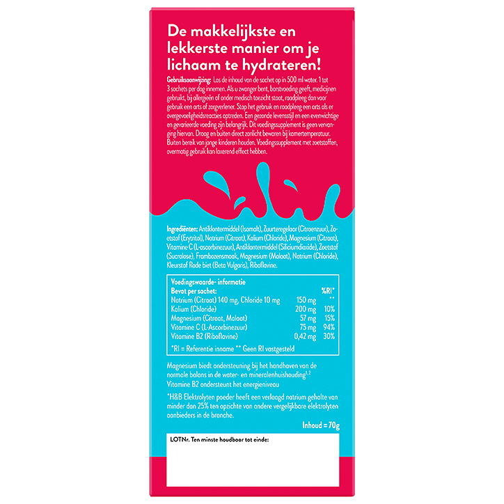 Holland & Barrett Hydrate Elektrolytenpoeder Framboossmaak - 14 sticks image 2