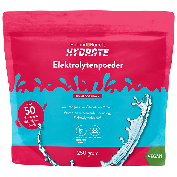 Holland & Barrett Hydrate Elektrolytenpoeder Framboossmaak - 250 gram image 1