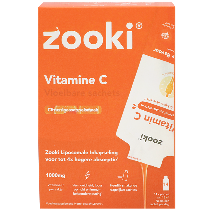 Zooki Vitamine C Vloeibare Sachets – 14 Sachets image 1